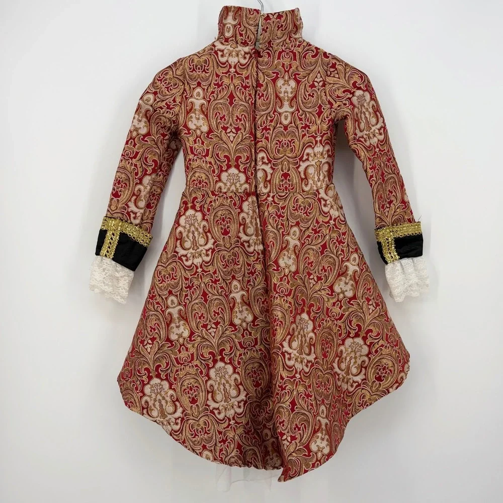 Chasing Fireflies Costume Jacket Boys Size 6 Red Gold Brocade Victorian Prince